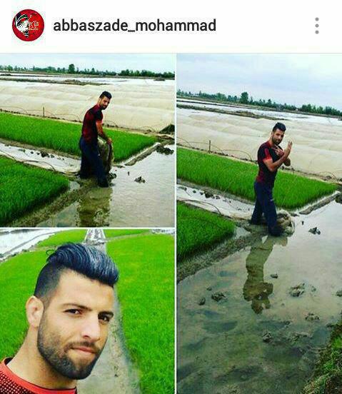محمد عباس&zwnj;زاده،آقای گل لیگ یک، در زمین شالیزاری+عکس