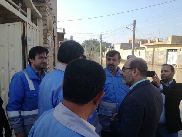 بازدید میدانی مهندس اسماعیل نجار  رییس سازمان مدیریت بحران کشور و کیامرث حاجی زاده معاون استاندار و مدیرکل مدیریت بحران خوزستان از وضعیت مناطق آبگرفته شهرستان خرمشهر