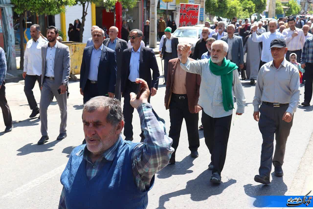 راهپیمایی جمعه‌های خشم در حمایت از مردم مظلوم غزه و عملیات وعده صادق در نکا/ گزارش تصویری