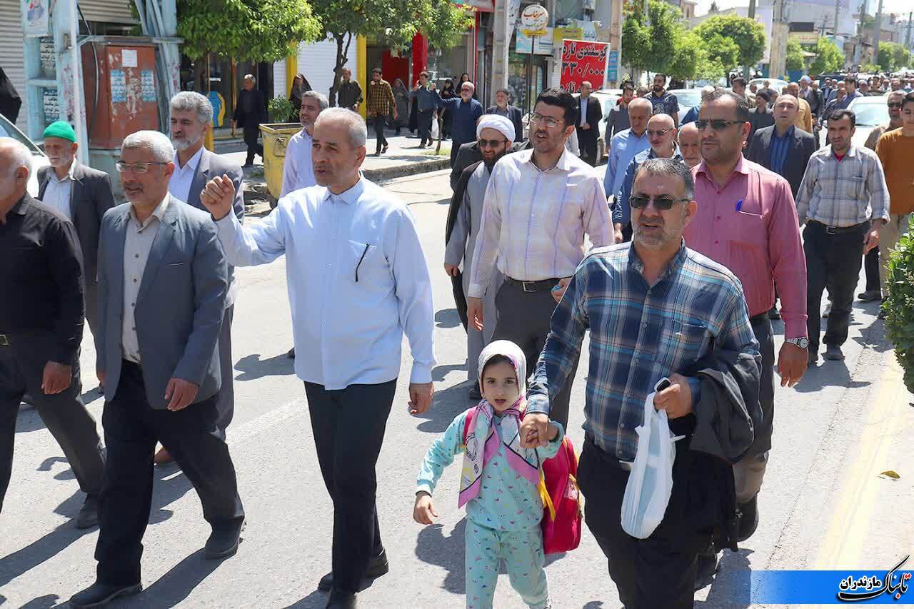 راهپیمایی جمعه‌های خشم در حمایت از مردم مظلوم غزه و عملیات وعده صادق در نکا/ گزارش تصویری