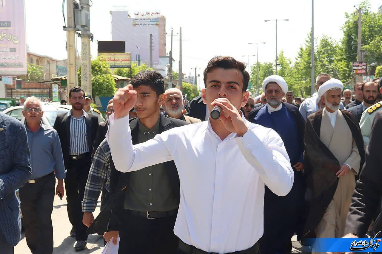 راهپیمایی جمعه‌های خشم در حمایت از مردم مظلوم غزه و عملیات وعده صادق در نکا/ گزارش تصویری